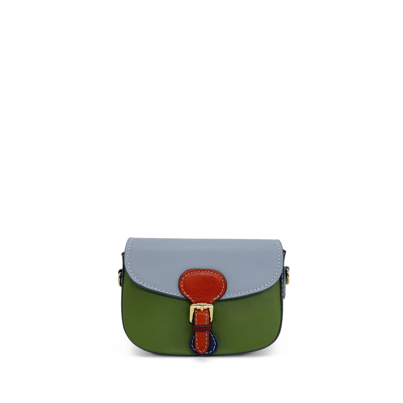 Mini-matal leather sac MINI MADDY Camel, green and white UNIQUE