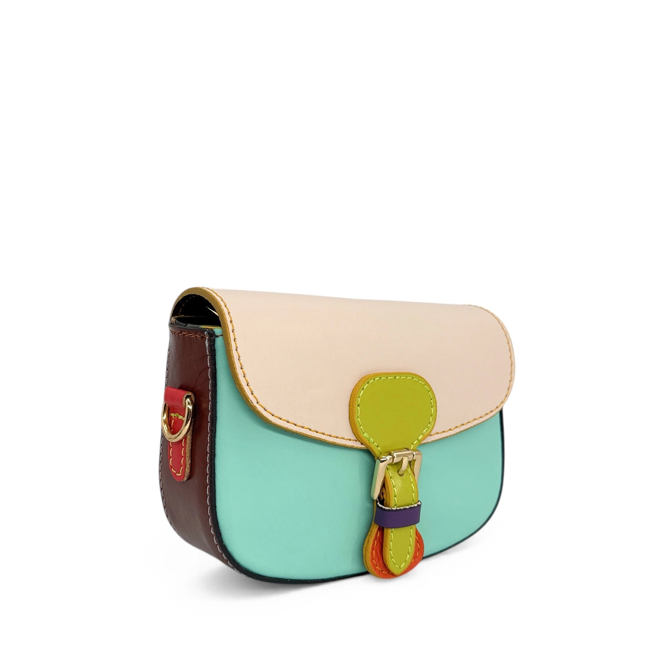 Smooth leather trotting bag ONLY MADDY Purple and dark green UNIQUE
