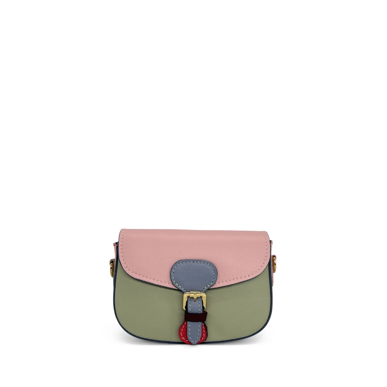 Mini-matal leather sac MINI MADDY Anise green, beige and chocolate UNIQUE