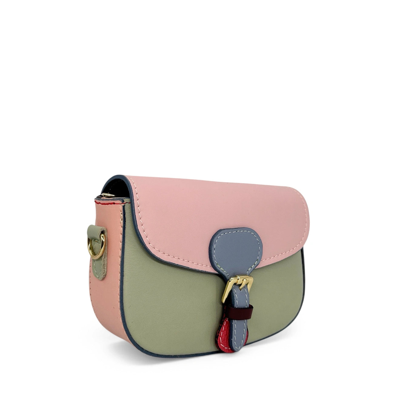 Mini-matal leather sac MINI MADDY Anise green, beige and chocolate UNIQUE