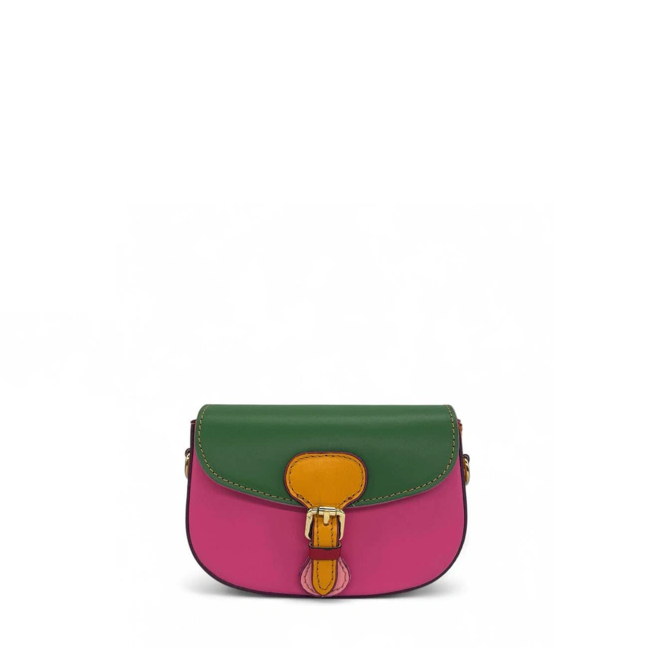 Mini-sac en cuir lisse MINI MADDY Vert anglais, Fuchsia et Taupe