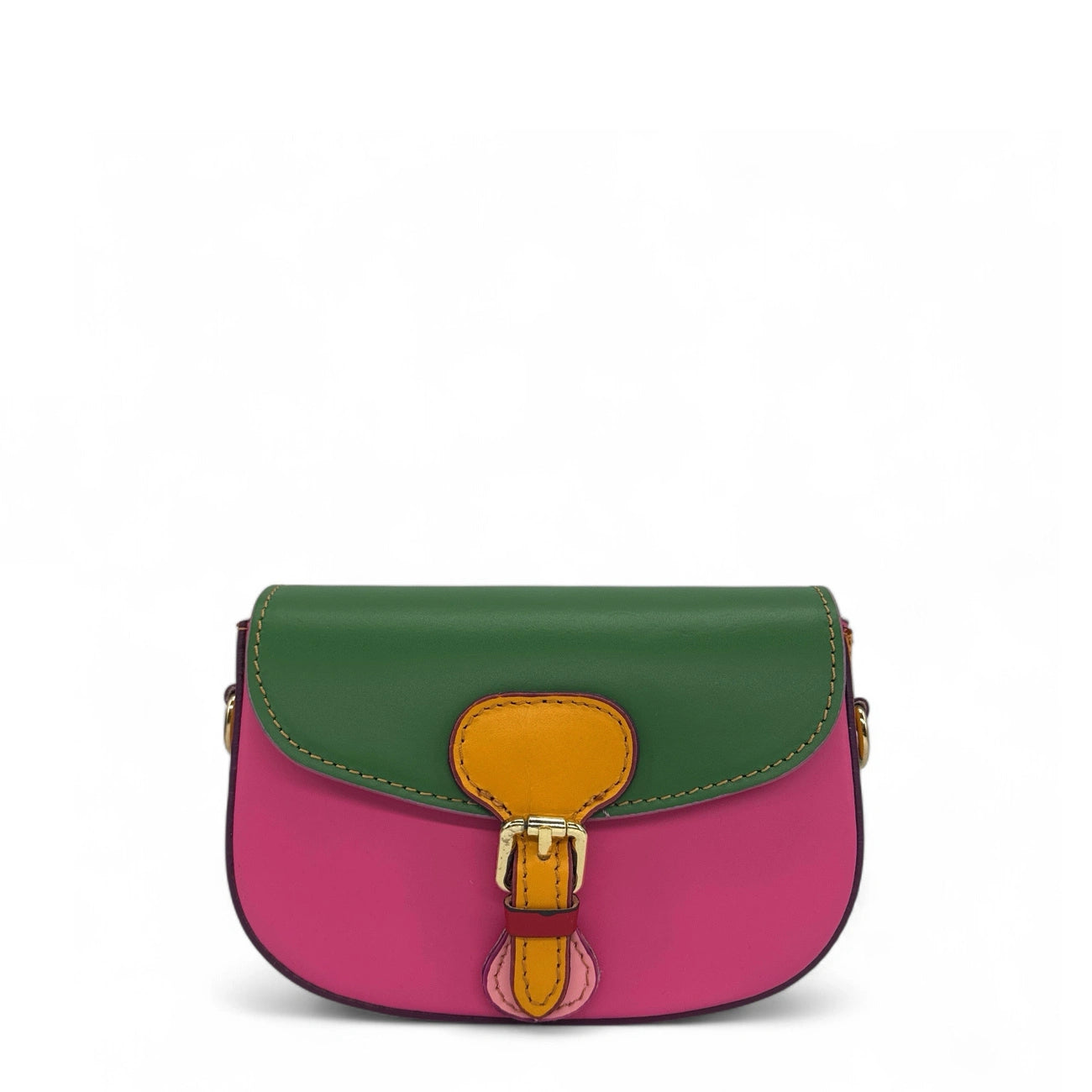 Mini-sac en cuir lisse MINI MADDY Vert anglais, Fuchsia et Taupe