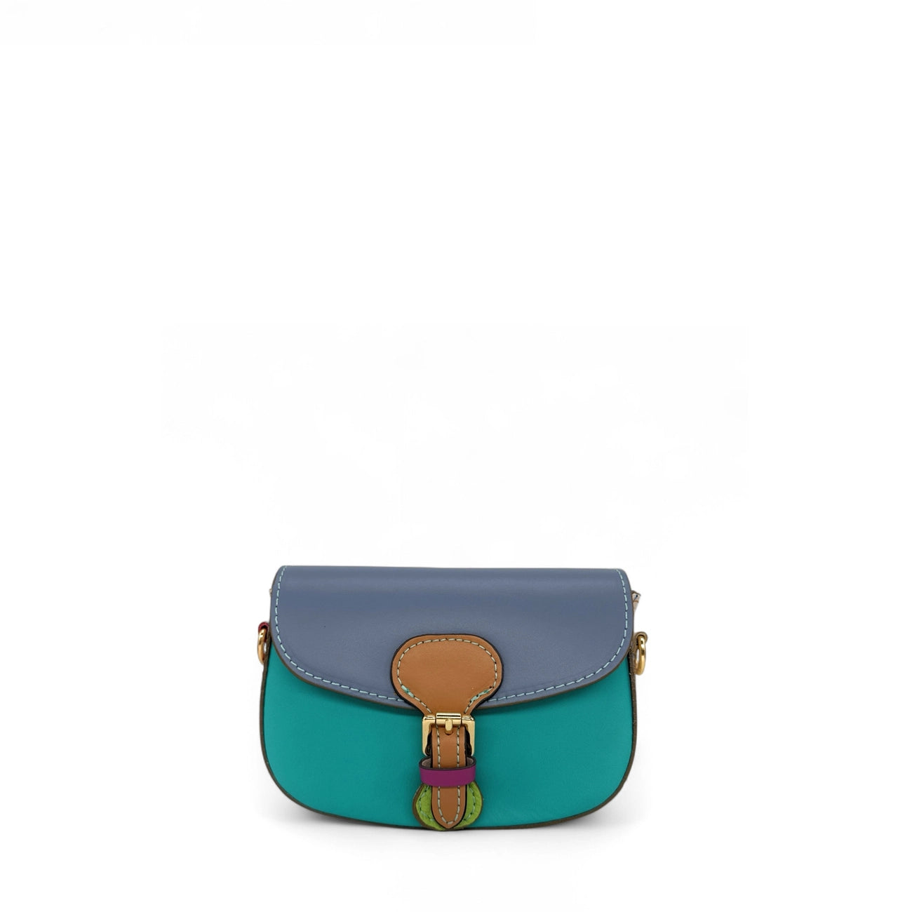 Mini-sac en cuir lisse MINI MADDY Bleu glacier, Bleu paon et Taupe
