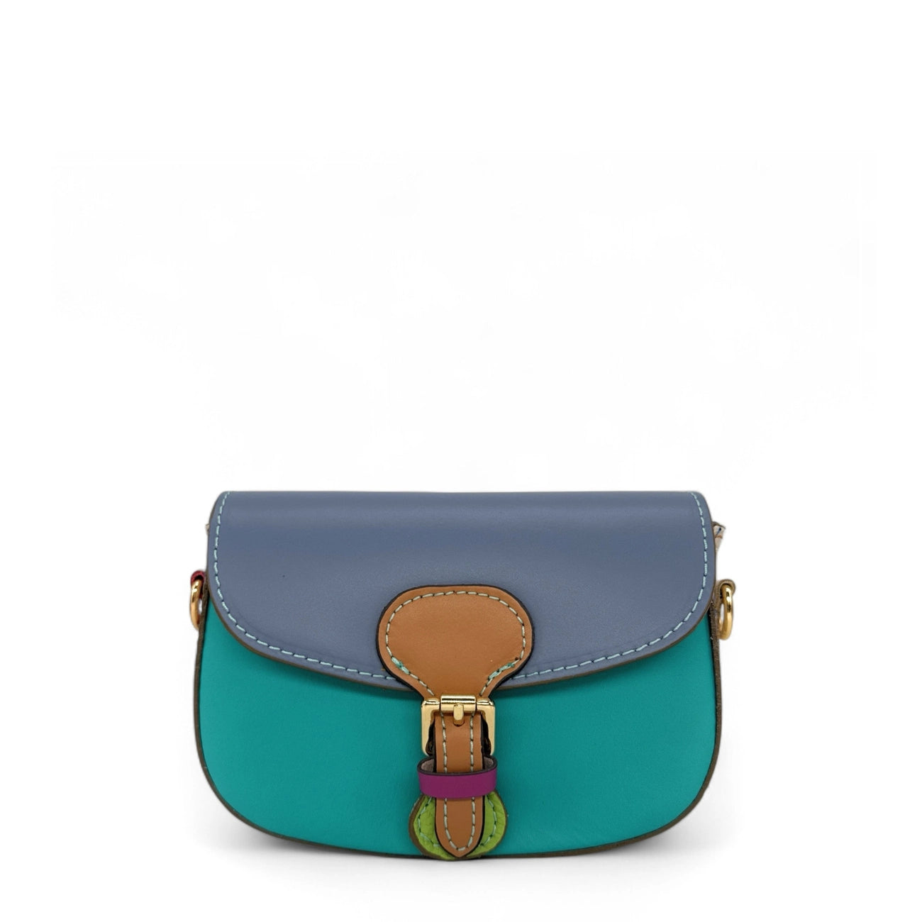 Mini-sac en cuir lisse MINI MADDY Bleu glacier, Bleu paon et Taupe