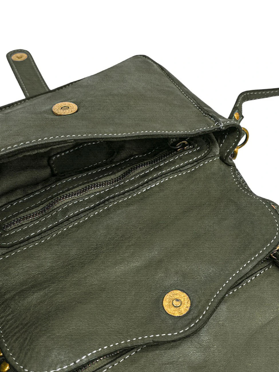 Bolso bandolera de piel vintage MISS SHAN verde caqui