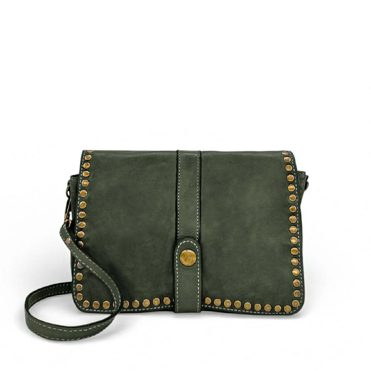Bolso bandolera de piel vintage MISS SHAN verde caqui