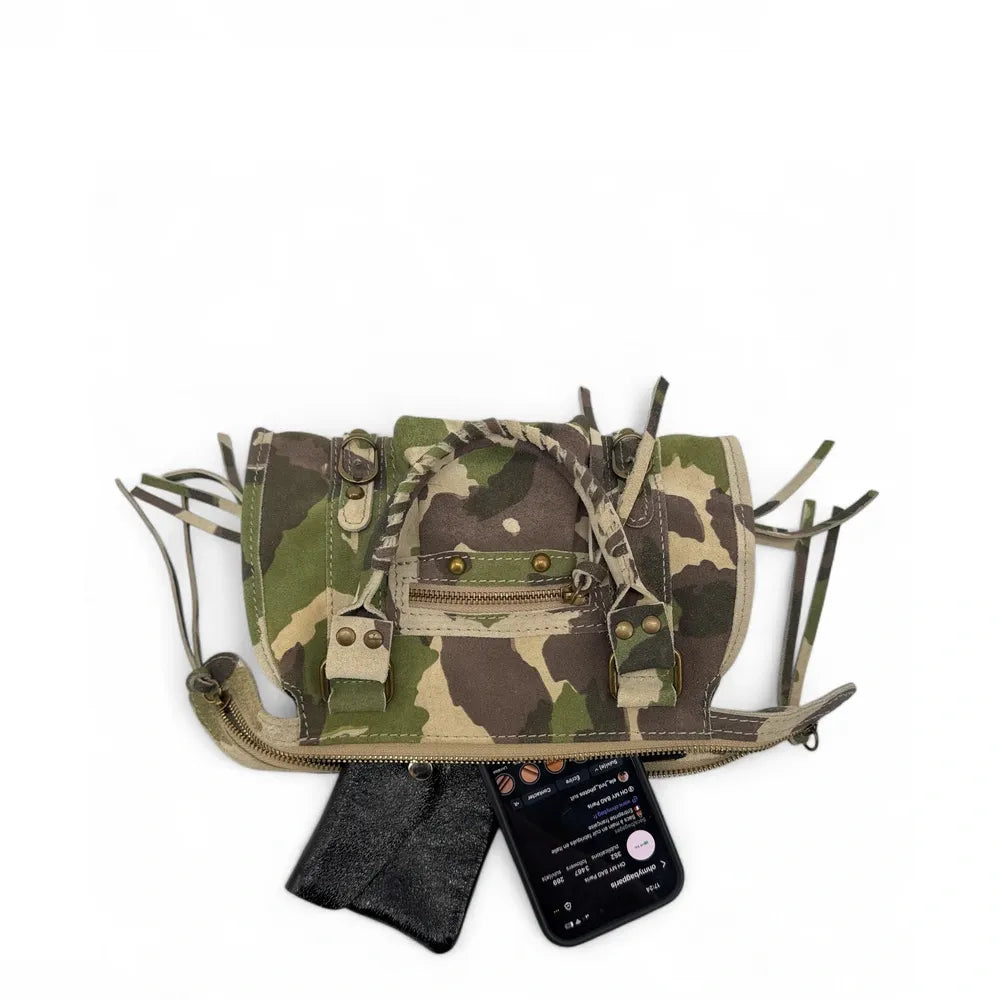 Mini sac en croûte de cuir imprimée SANDSTORM MINI JUNGLE Camouflage