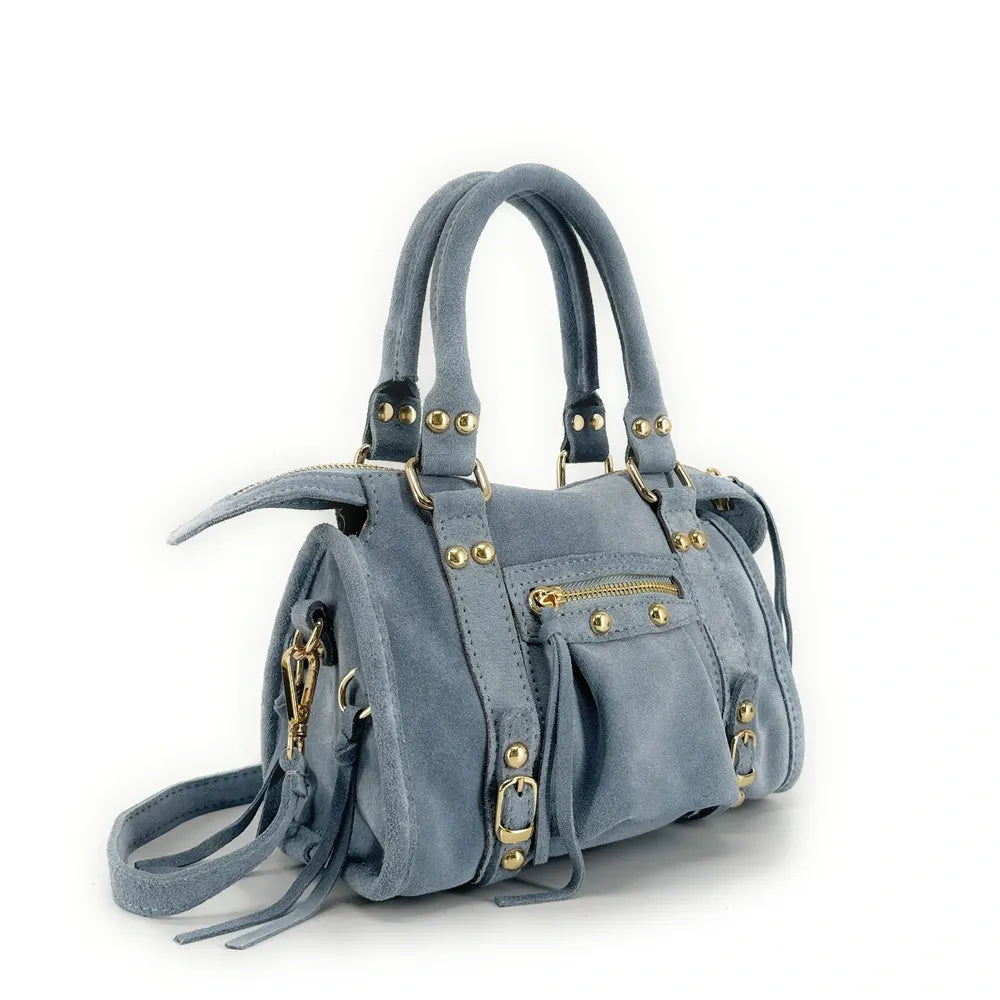 Mini-sac en croûte de cuir STORM SUEDE NANO Bleu pastel