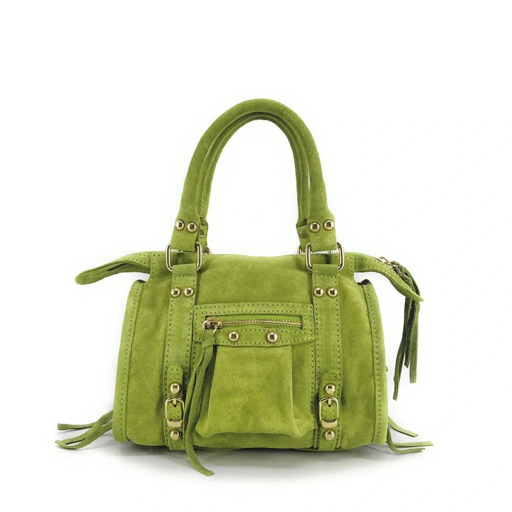 Mini-sac en croûte de cuir STORM SUEDE NANO Vert pistache