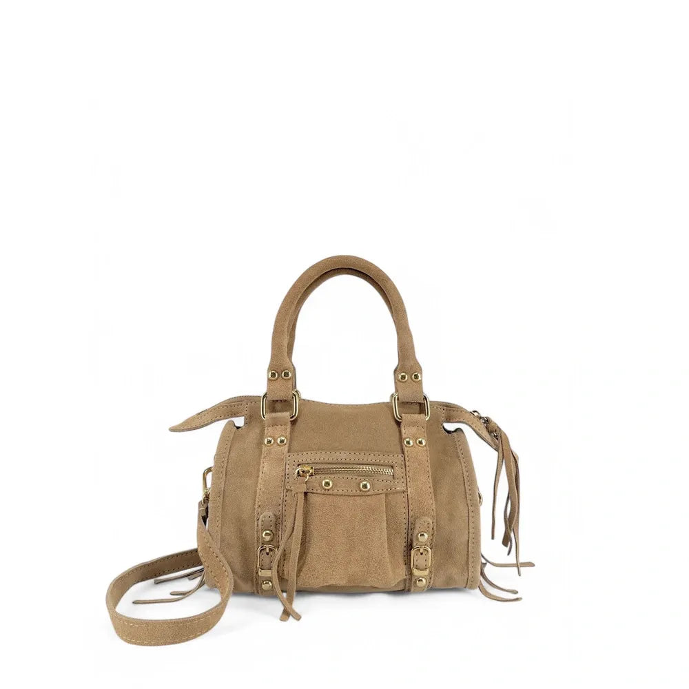Mini-sac en croûte de cuir STORM SUEDE NANO Taupe clair
