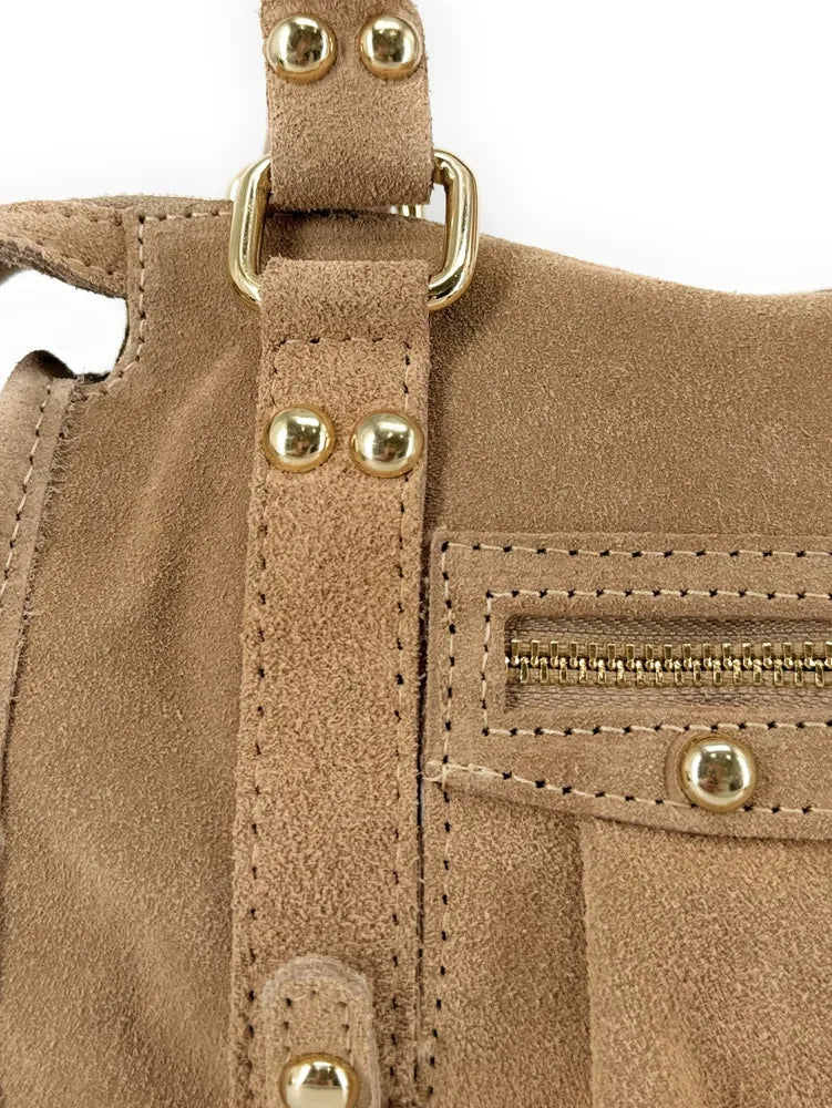 Mini-sac en croûte de cuir STORM SUEDE NANO Taupe clair