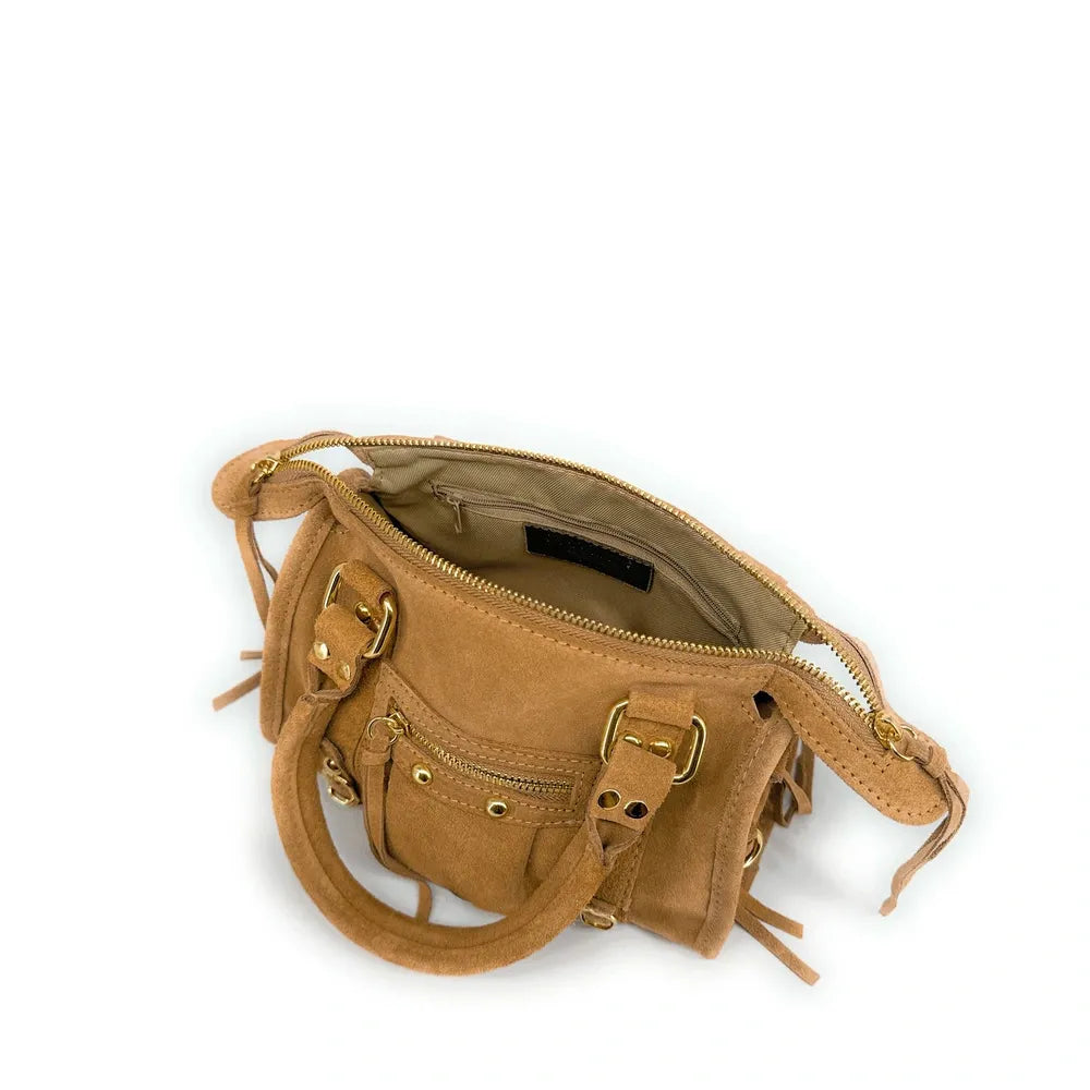 Mini-sac en croûte de cuir STORM SUEDE NANO Camel