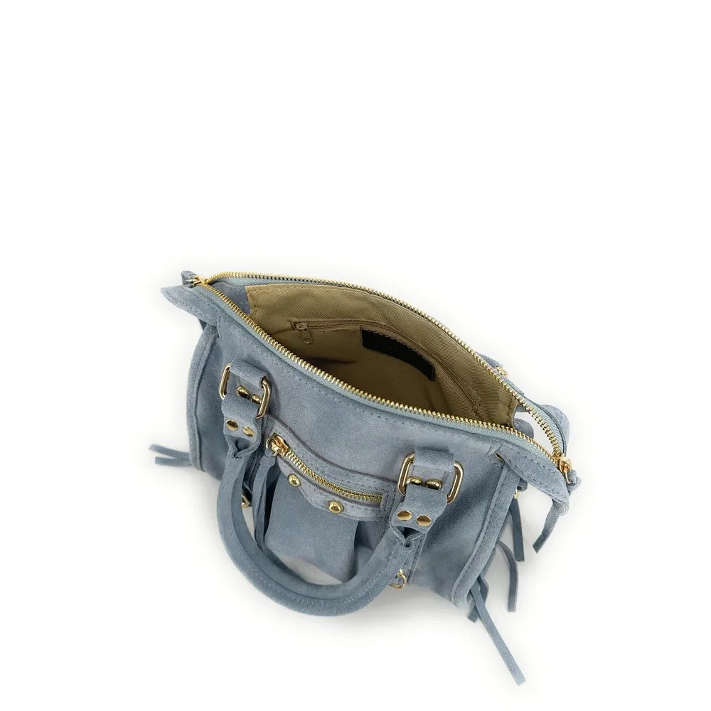 Mini-sac en croûte de cuir STORM SUEDE NANO Bleu pastel