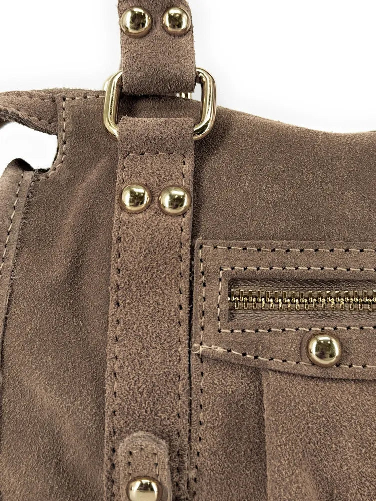 Mini-sac en croûte de cuir STORM SUEDE NANO Taupe foncé