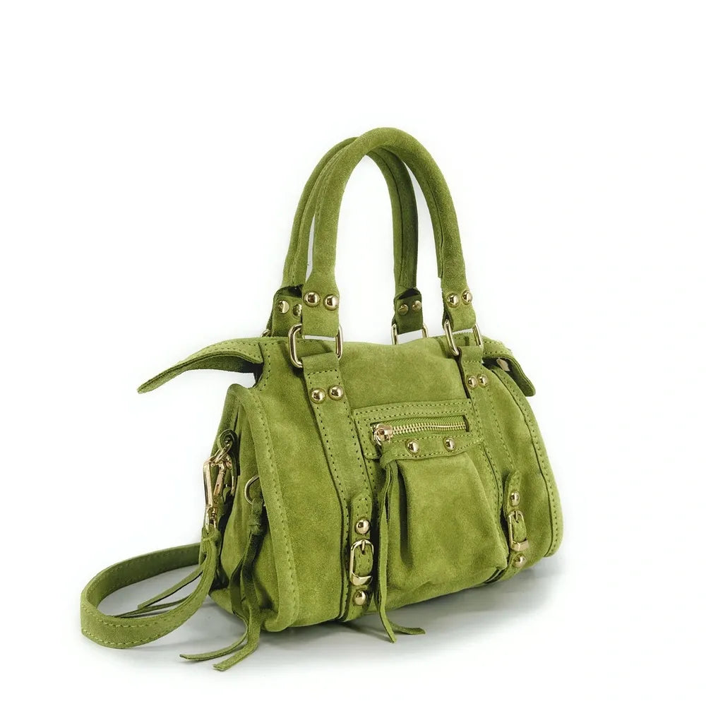Mini-sac en croûte de cuir STORM SUEDE NANO Vert pistache