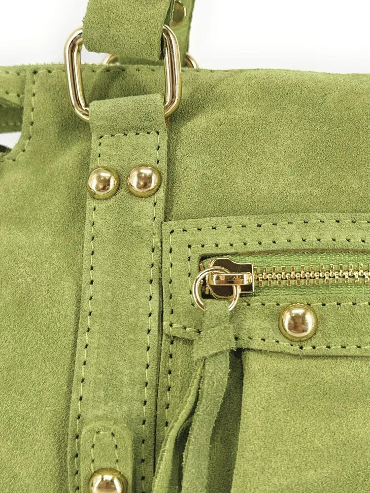 Mini-sac en croûte de cuir STORM SUEDE NANO Vert pistache