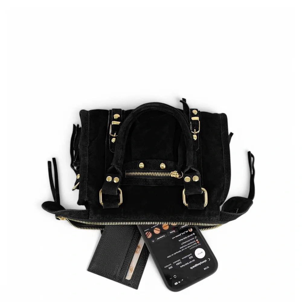 Mini-sac en croûte de cuir STORM SUEDE NANO Noir