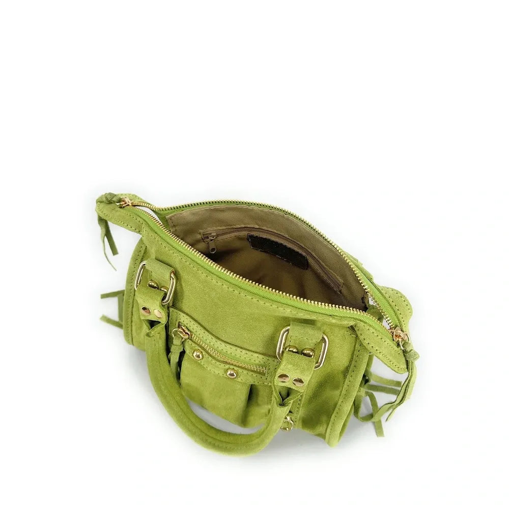 Mini-sac en croûte de cuir STORM SUEDE NANO Vert pistache
