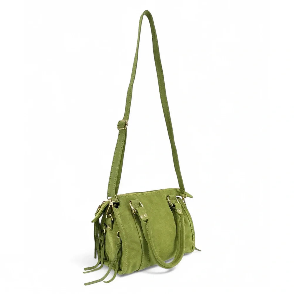 Mini-sac en croûte de cuir STORM SUEDE NANO Vert pistache