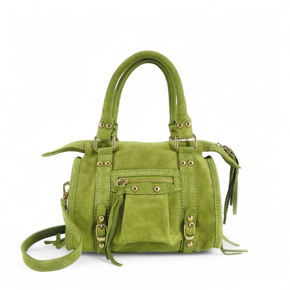 Mini-sac en croûte de cuir STORM SUEDE NANO Vert pistache