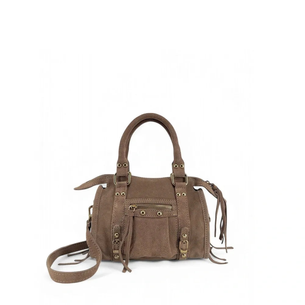Mini-sac en croûte de cuir STORM SUEDE NANO Taupe foncé