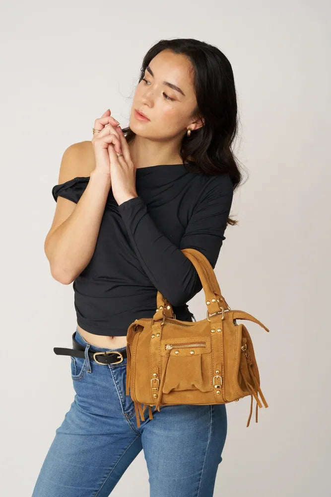 Mini-sac en croûte de cuir STORM SUEDE NANO Camel