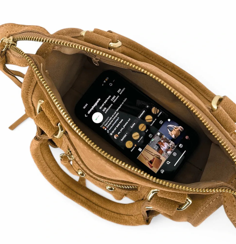 Mini-sac en croûte de cuir STORM SUEDE NANO Camel