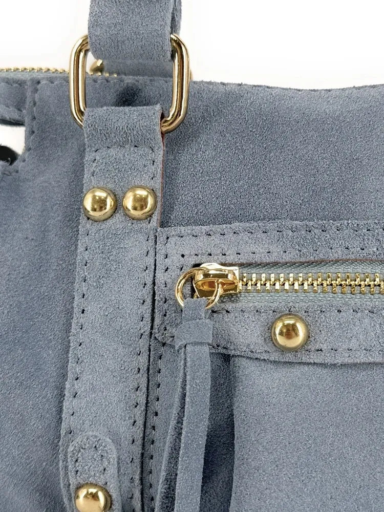 Mini-sac en croûte de cuir STORM SUEDE NANO Bleu pastel