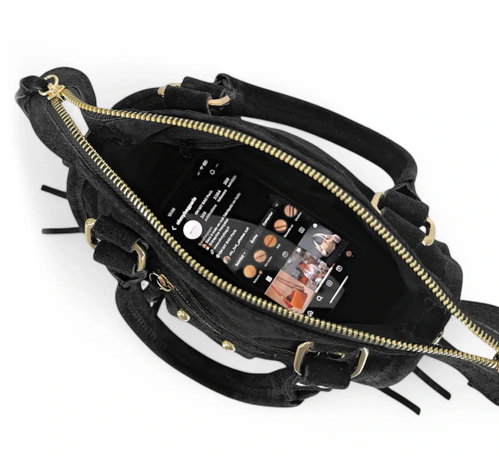 Mini-sac en croûte de cuir STORM SUEDE NANO Noir