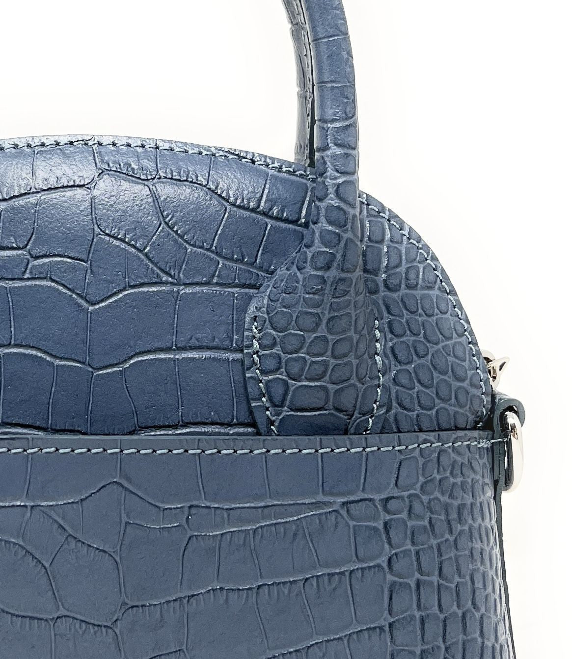 Mini sac à main en cuir embossé MANOLA Bleu glacier