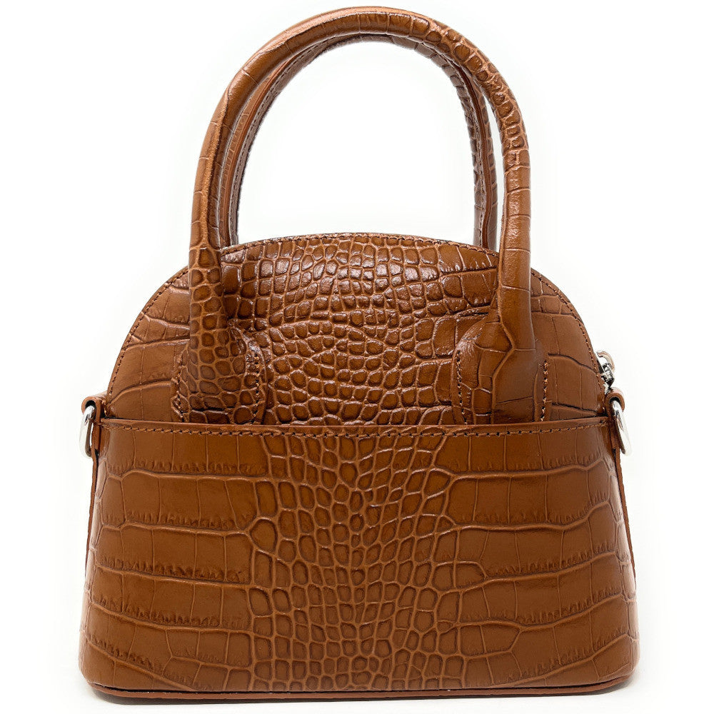Mini sac à main en cuir embossé MANOLA Camel
