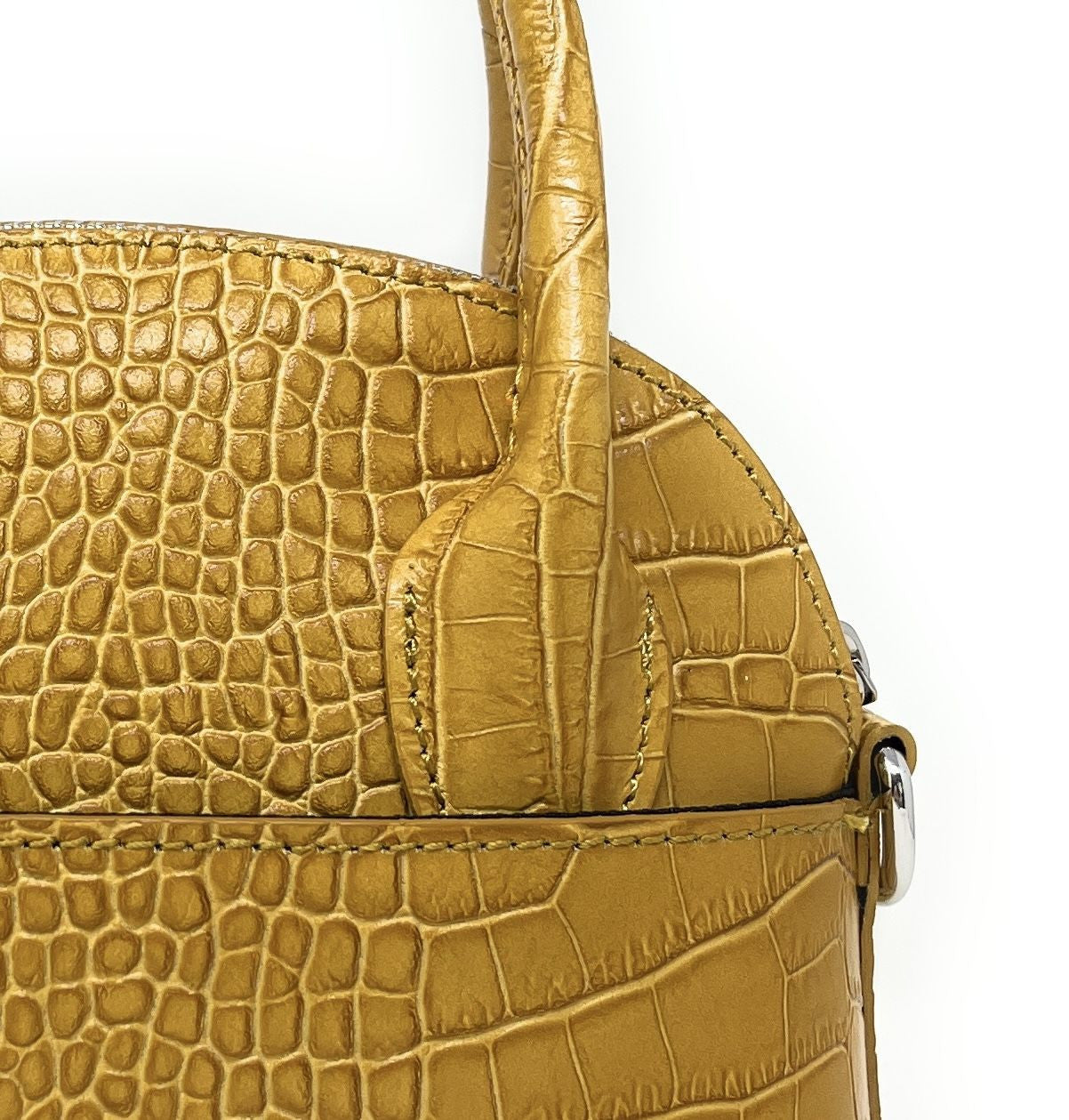 Mini sac à main en cuir embossé MANOLA Jaune Moutarde