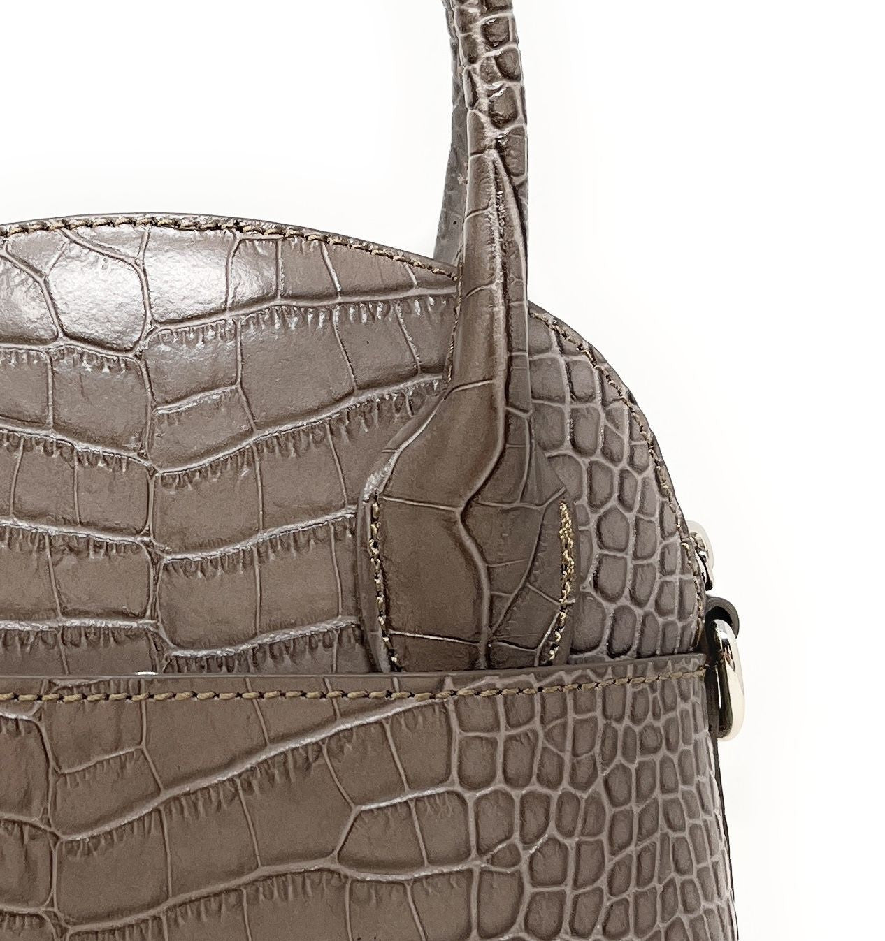 Mini sac à main en cuir embossé MANOLA Taupe foncé