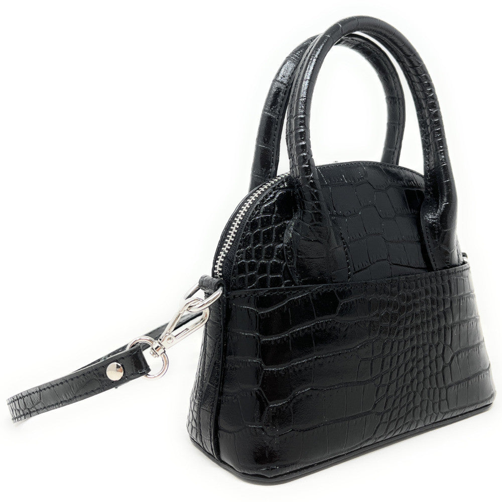 Mini sac à main en cuir embossé MANOLA Noir