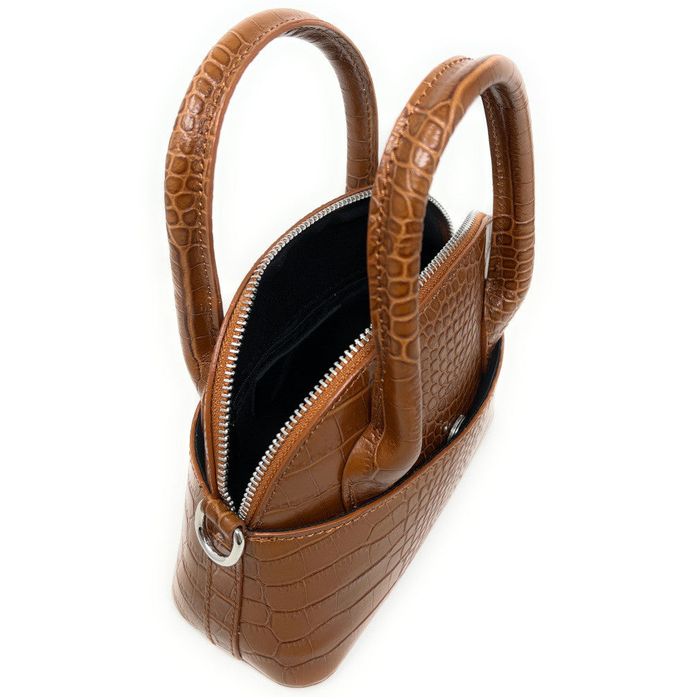 Mini sac à main en cuir embossé MANOLA Camel