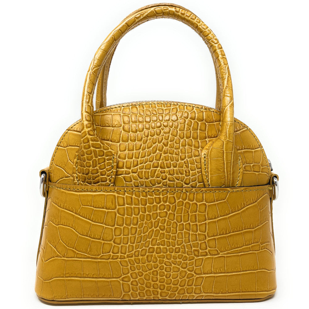 Mini sac à main en cuir embossé MANOLA Jaune Moutarde