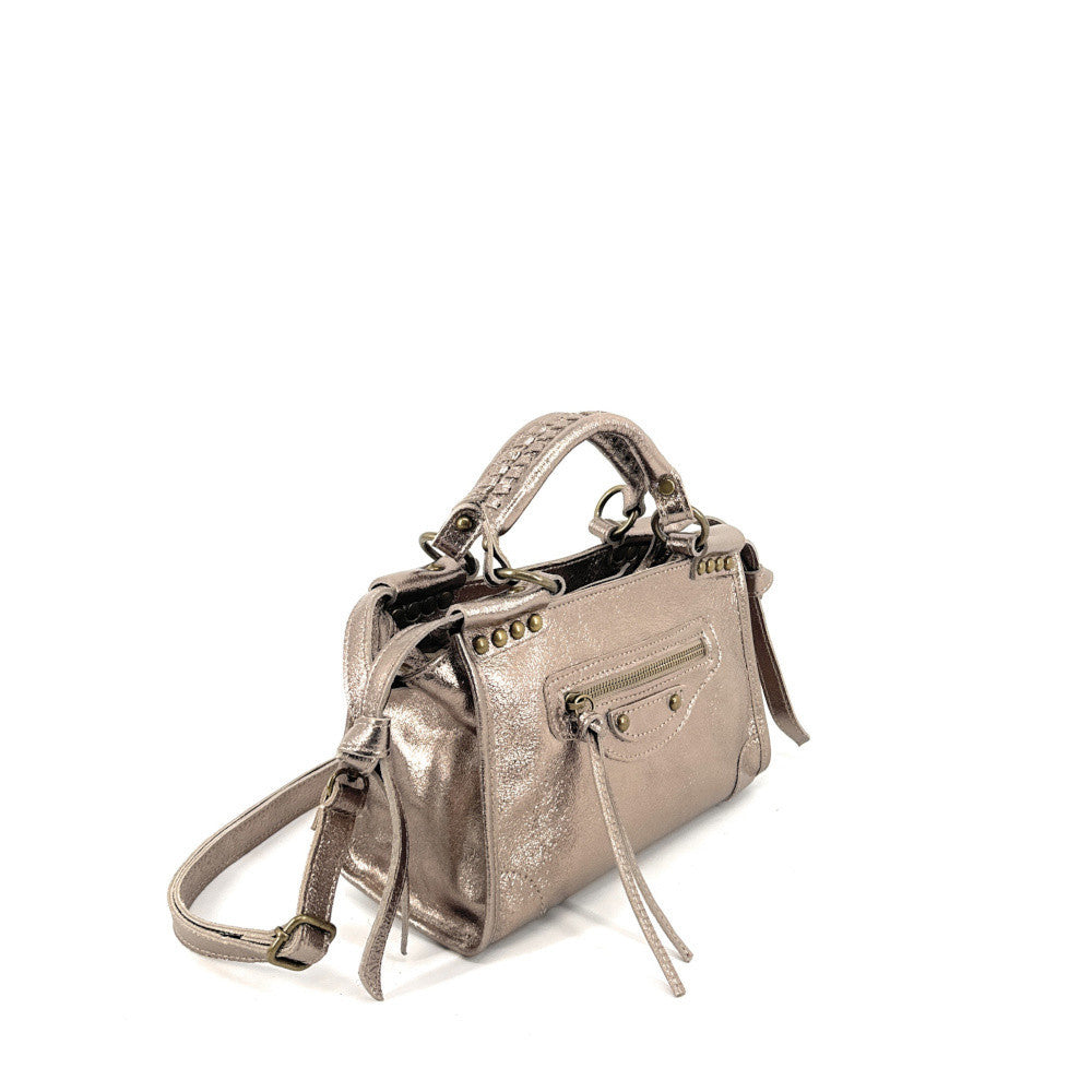 Mini-sac en cuir brossé POCKY Champagne irisé