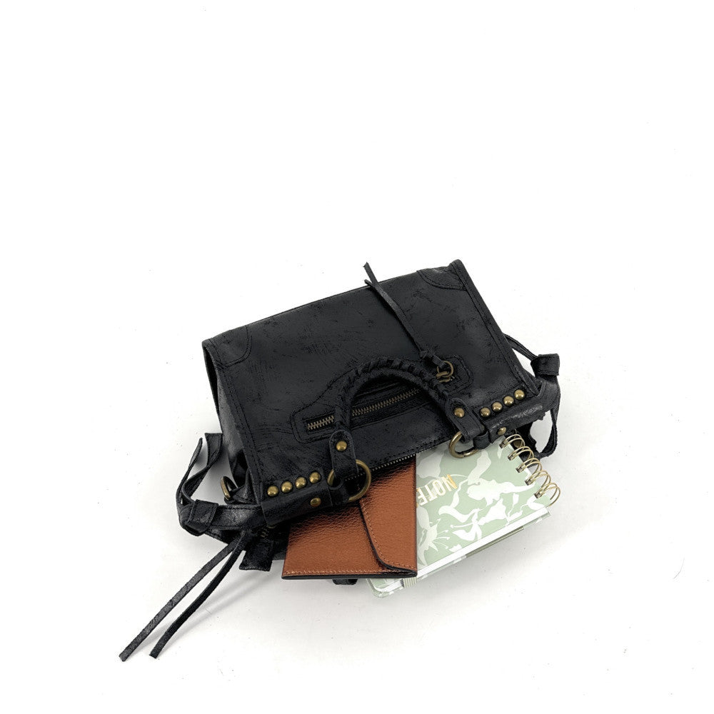 Mini-sac en cuir brossé POCKY Noir