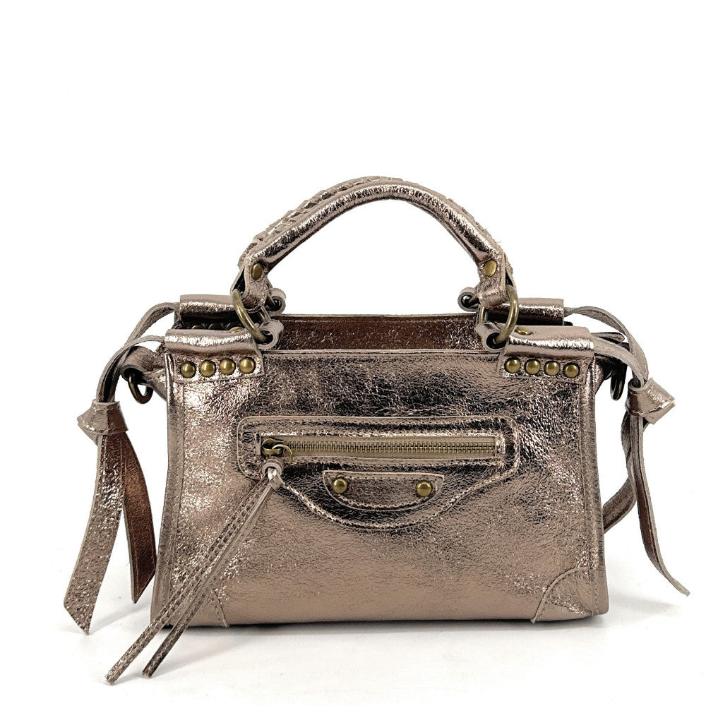 Mini-sac en cuir brossé POCKY Champagne irisé