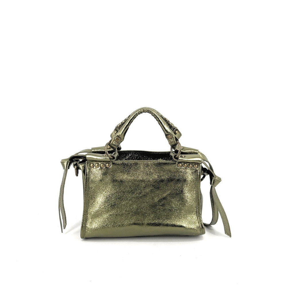 Mini-sac en cuir brossé POCKY Kaki irisé