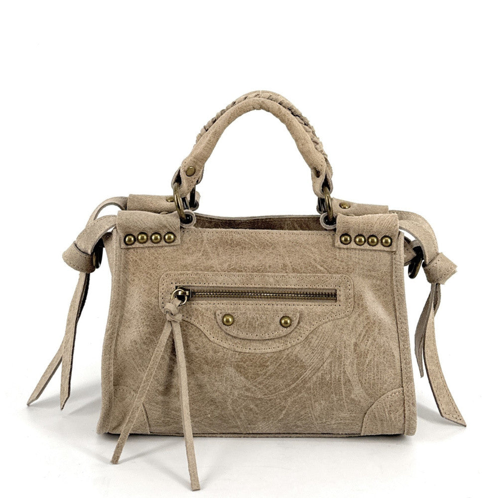 Mini-sac en cuir brossé POCKY Taupe clair