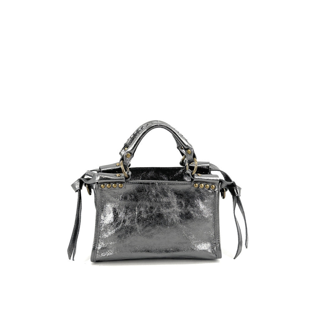 Mini-sac en cuir brossé POCKY Argent foncé