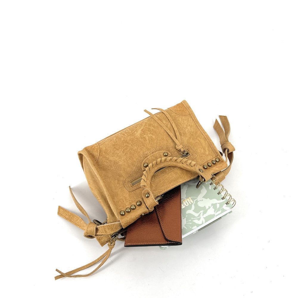 Mini-sac en cuir brossé POCKY Savane