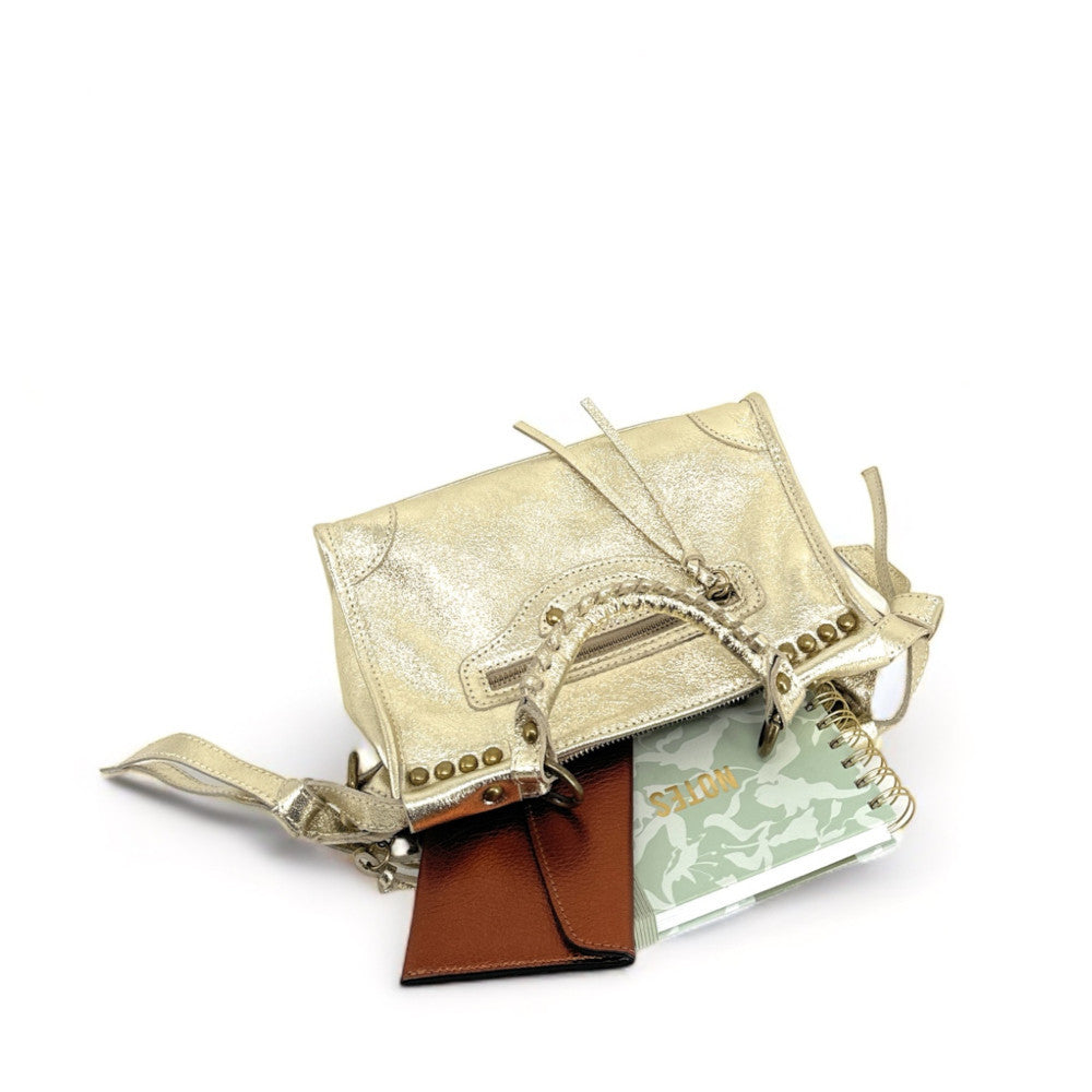 Mini-sac en cuir brossé POCKY Or