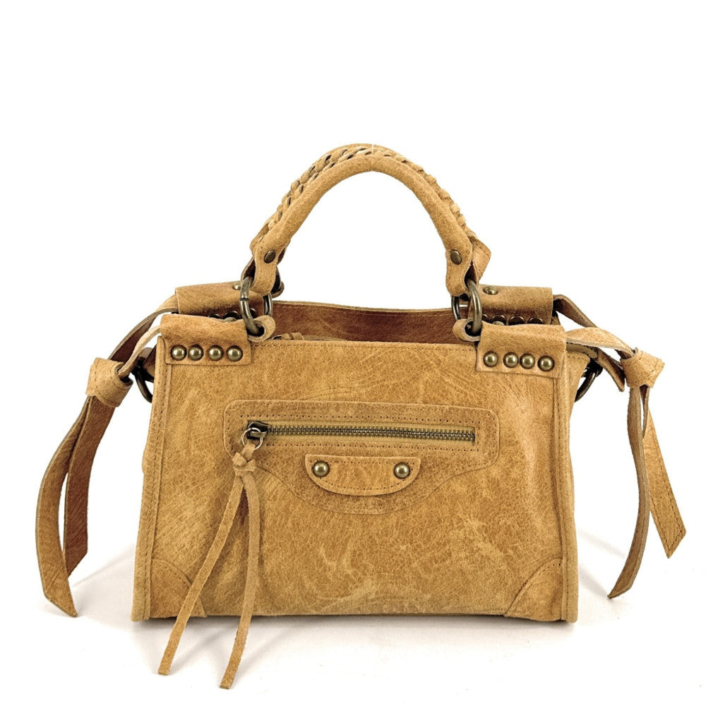 Mini-sac en cuir brossé POCKY Savane