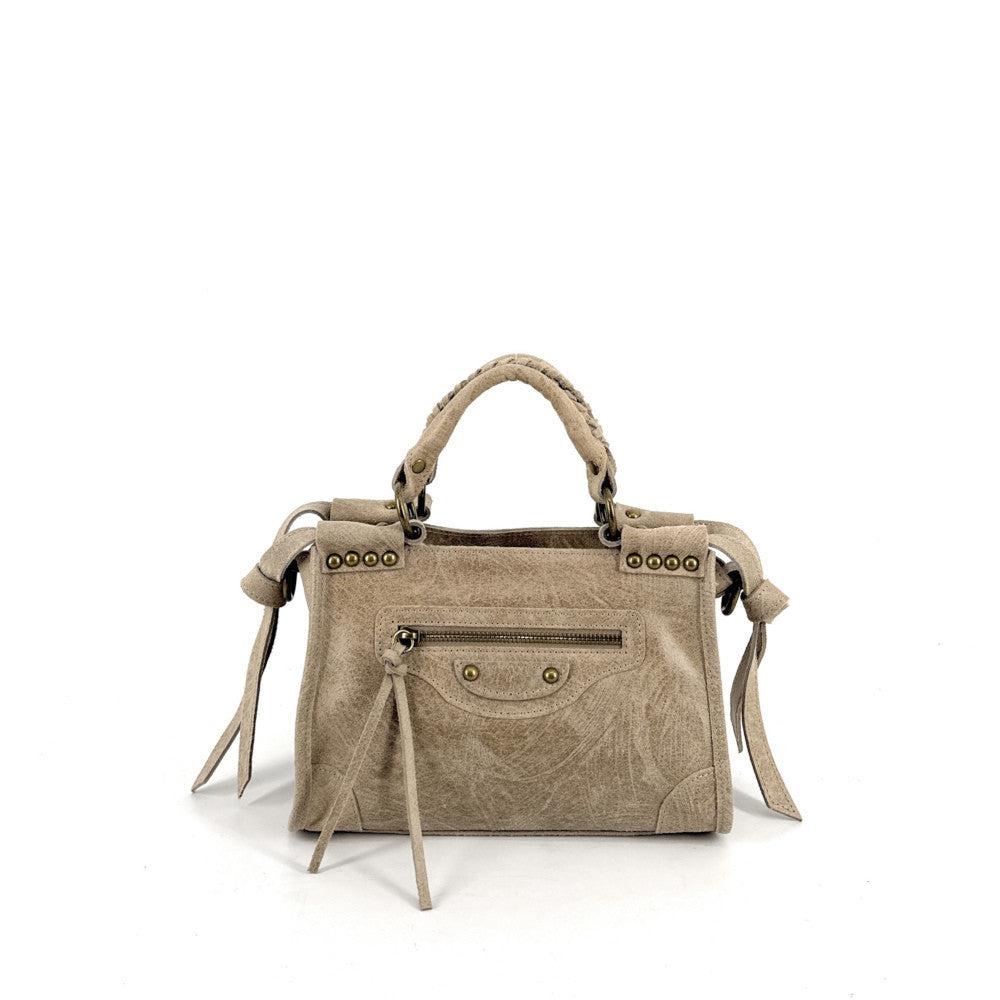Mini-sac en cuir brossé POCKY Taupe clair