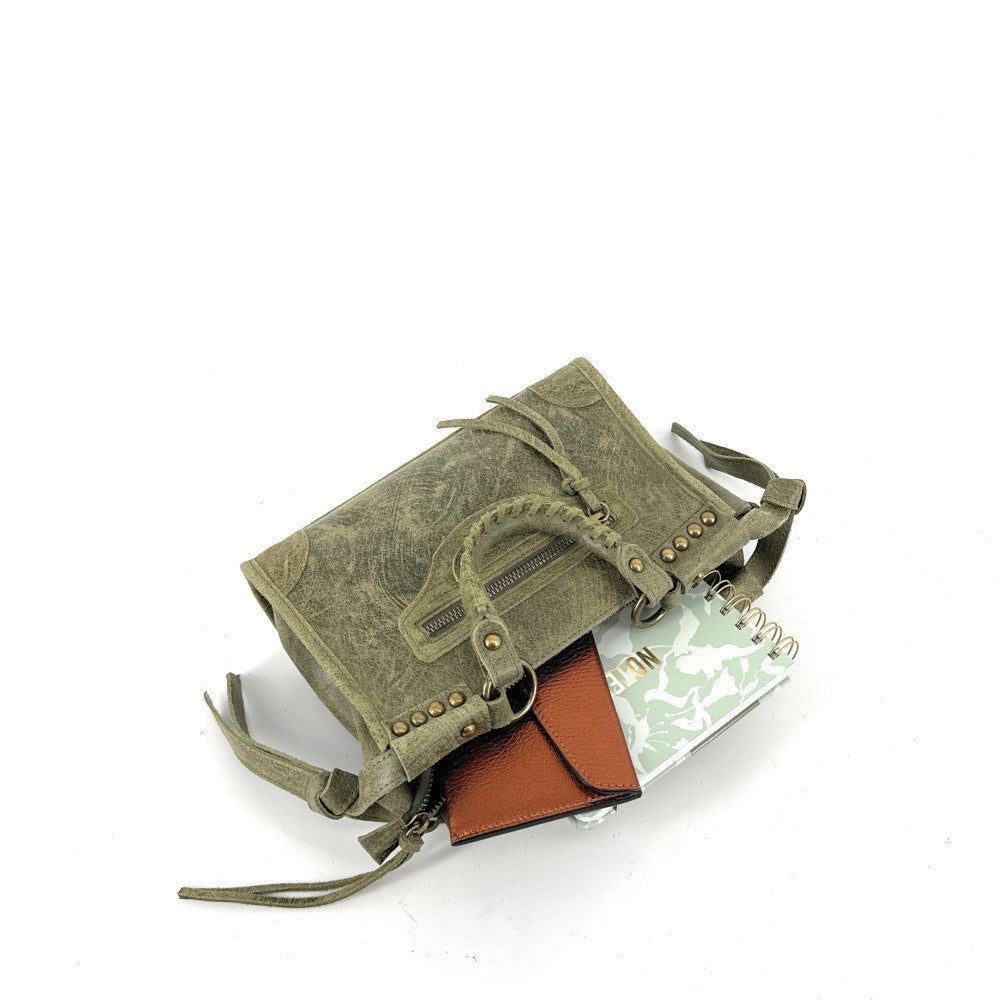 Mini-sac en cuir brossé POCKY Kaki