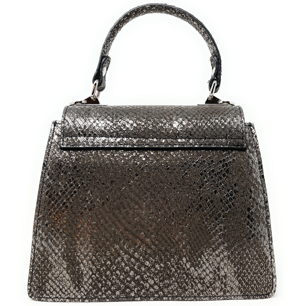Mini sac en cuir façon serpent JUNGLE E.L Dragon d'or Taupe foncé