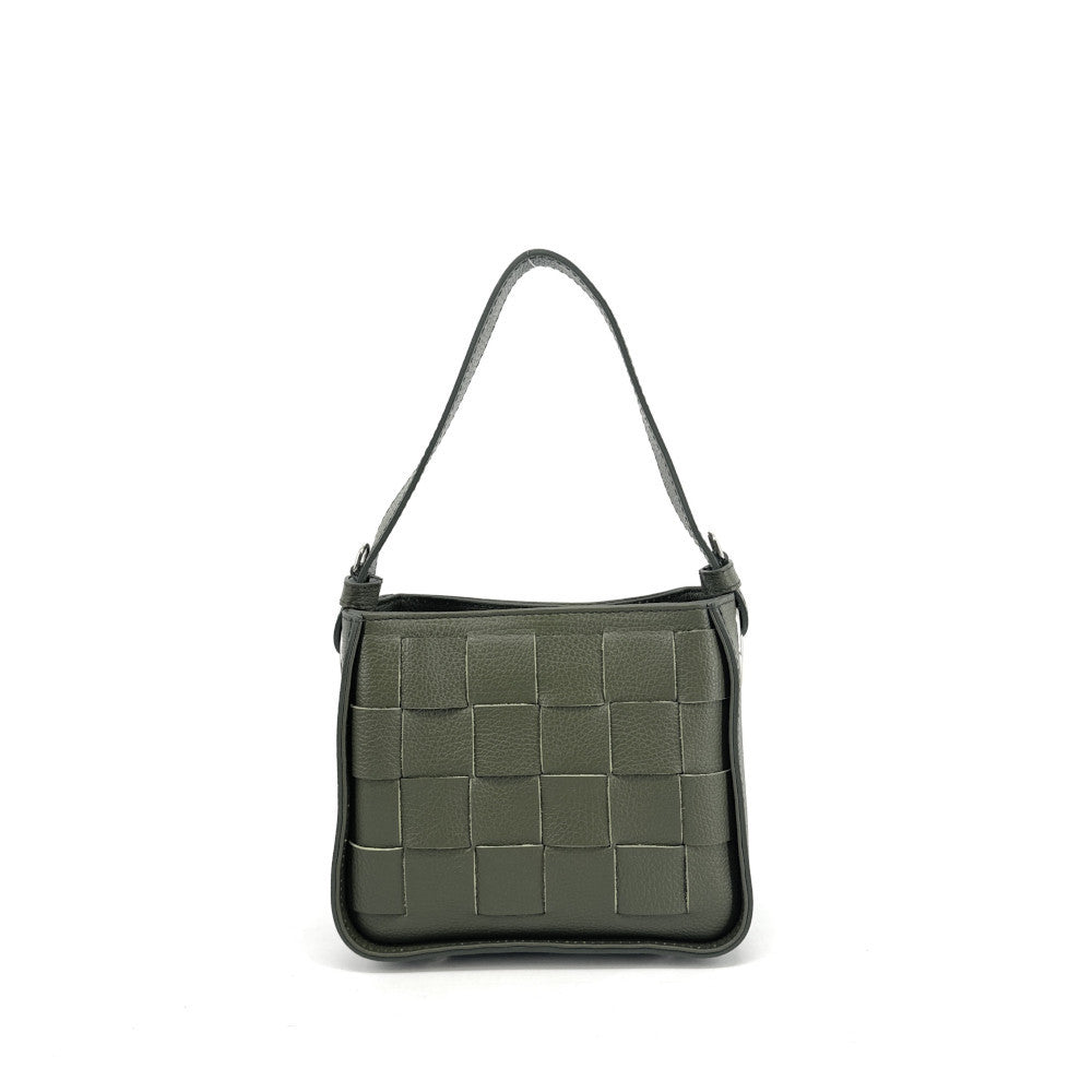 Sac en cuir grainé tressé CHESSY Kaki