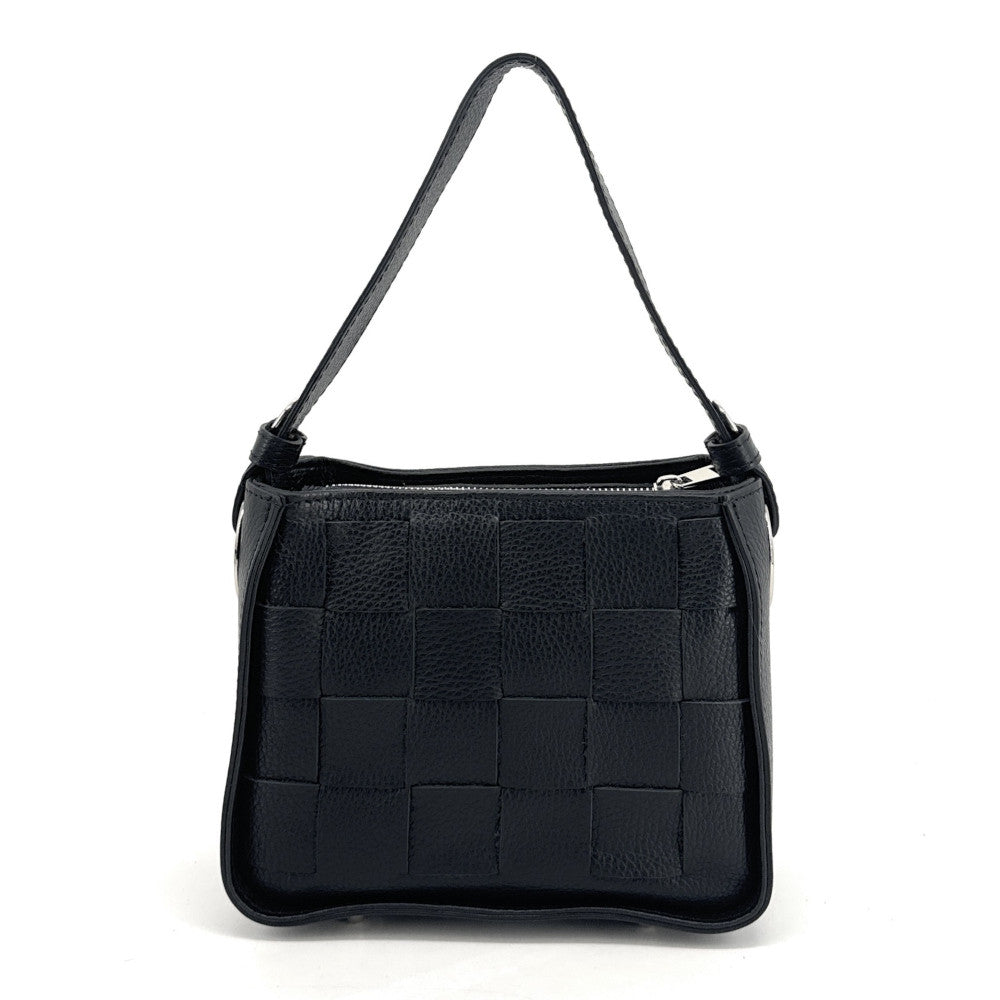 Sac en cuir grainé tressé CHESSY Noir